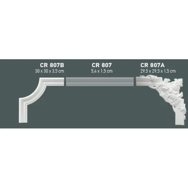 Coltar decorativ pentru chenar perete din poliuretan 30 x 30 cm - CR807A [20]