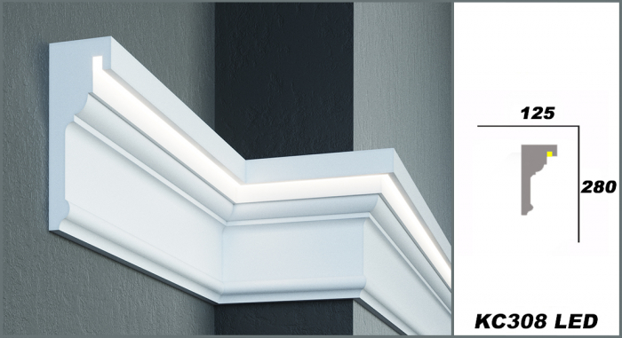 Cornișă de exterior, KC 308 LED, 12.5cn x 28.5cm x 200cm [5]