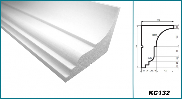 Cornișă pentru exterior, KC 132, 29cm x 22cm x 200cm [5]