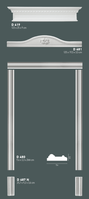 Ornament ancadrament usa, fronton,  Grand Decor, D 419 , 124cmx25cm [3]