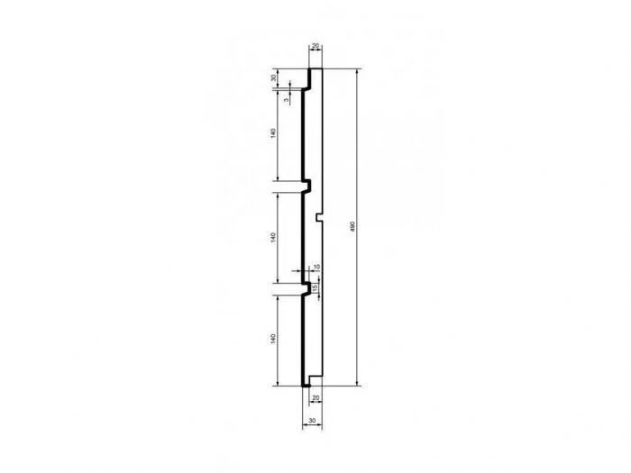 Placa de fuga, HC101-30, 49cm x 3cm x 200cm [2]