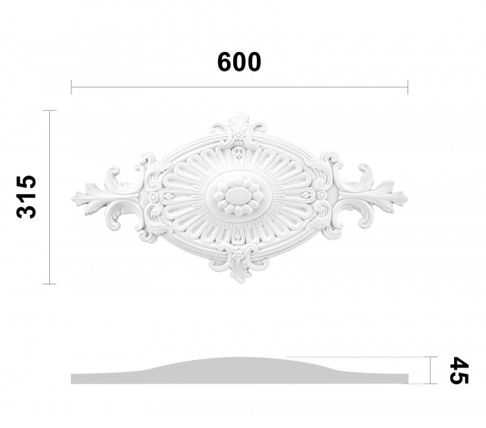Rozeta din poliuretan, Grand Decor, R 114, 60cmx31.5cm [2]