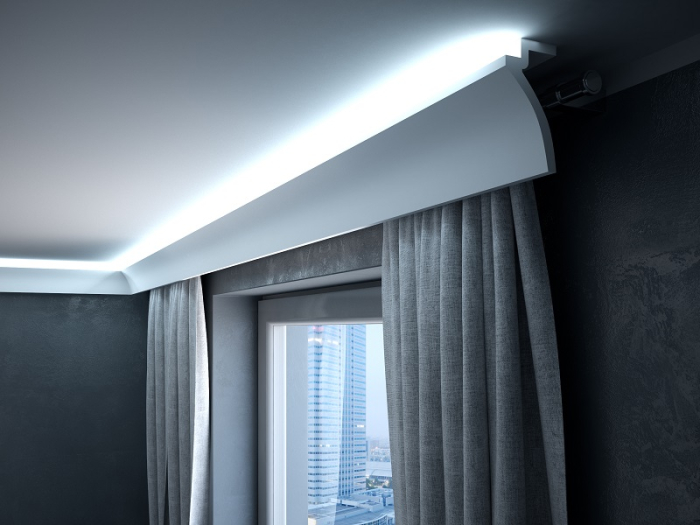 Scafa luminoasa - cornisa masca galerie perdea , din poliuretan,Tesori F, KF801, 12cmx6cmx200cm [5]