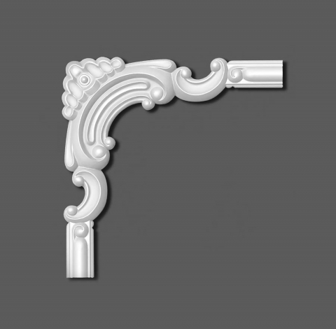 Profile din HDP ( polimeri cu inalta densitate) - Coltar pentru brau decorativ, din HDP, HCR 516-3, 19.5cmx19.5cm