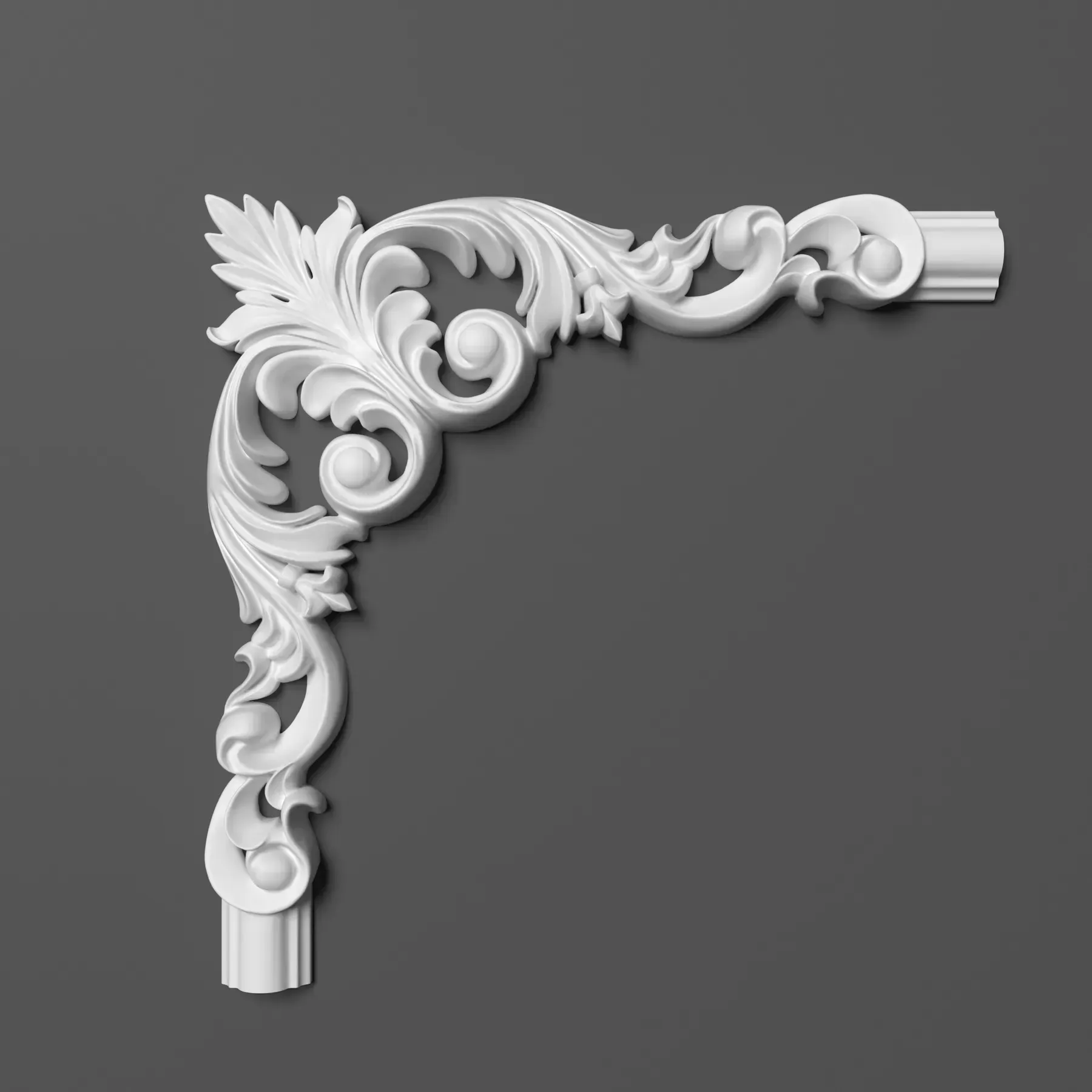 Profile din polimer rigid - Coltar pentru brau decorativ, din poliuretan HCR 516-4, 20cmx20cm