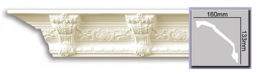 Cornișe din poliuretan - Cornisa decorativa din poliuretan  13,3x16 cm - K167