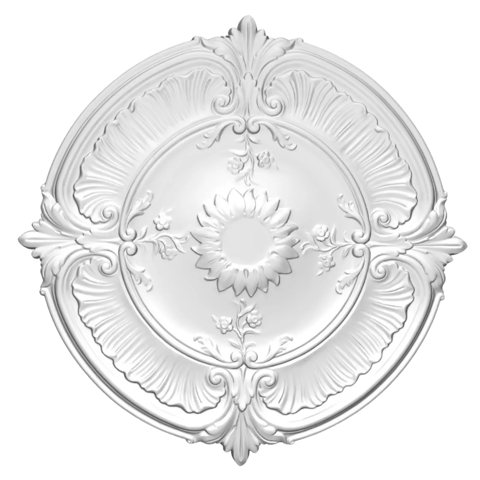 Profile decorative pentru interior – elemente decorative pentru pereți și tavane - Rozeta decorativa tavan din poliuretan, diametru 77 cm - R120