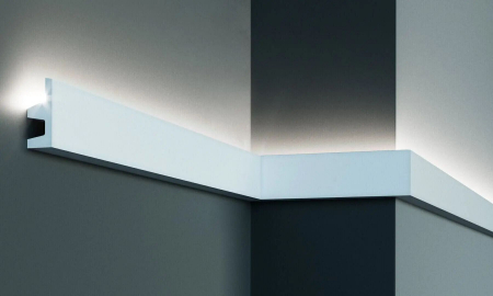 Scafe luminoase- profile pentru banda led, de interior - Scafa luminoasa - brau din poliuretan,Tesori F, KF501, 6.2cmx2.5cmx200cm