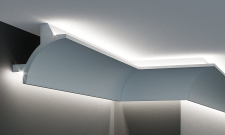 Scafe luminoase- profile pentru banda led, de interior - Scafa luminoasa - cornisa din poliuretan,Tesori F, KF706, 11.5cmx11.5cmx200cm