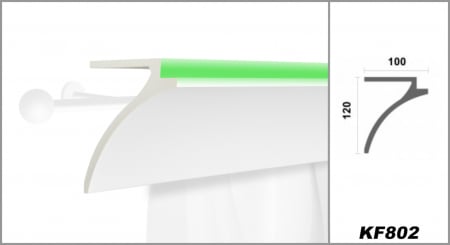 Scafa luminoasa - cornisa masca galerie perdea , din poliuretan,Tesori F, KF802, 12cmx10cmx200cm [1]
