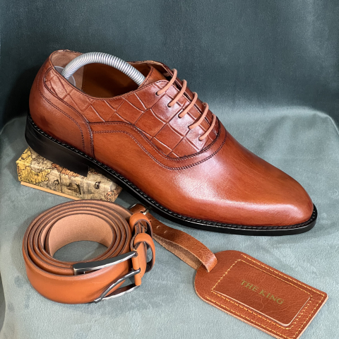 Pantofi din piele de vitel si crocodil fabricati manual de Marian Nedelcu