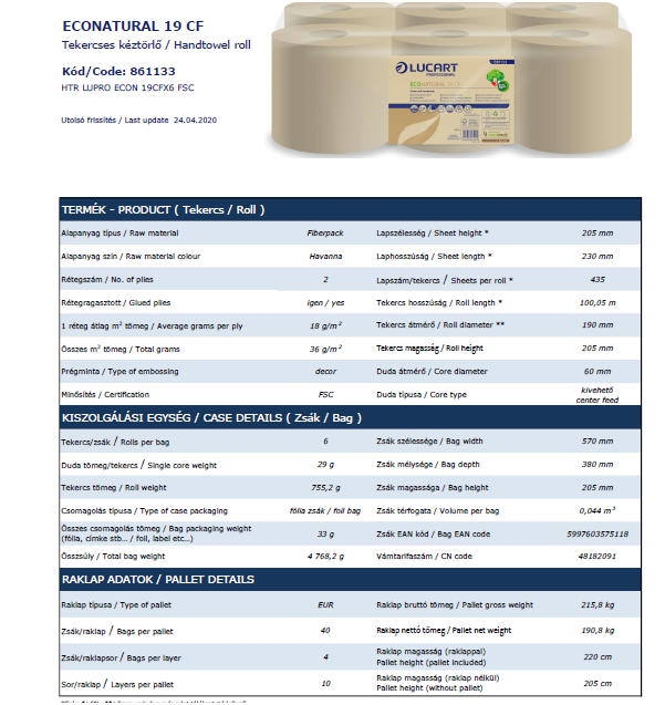 Prosoap derulare centrala, Econatural 19 CF - Lucart, 100 metri [2]