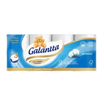 Pachet de 4 bucati Hartie igienica GALANTTA  3 str,8  role 145 foi-19 m rola mare [2]