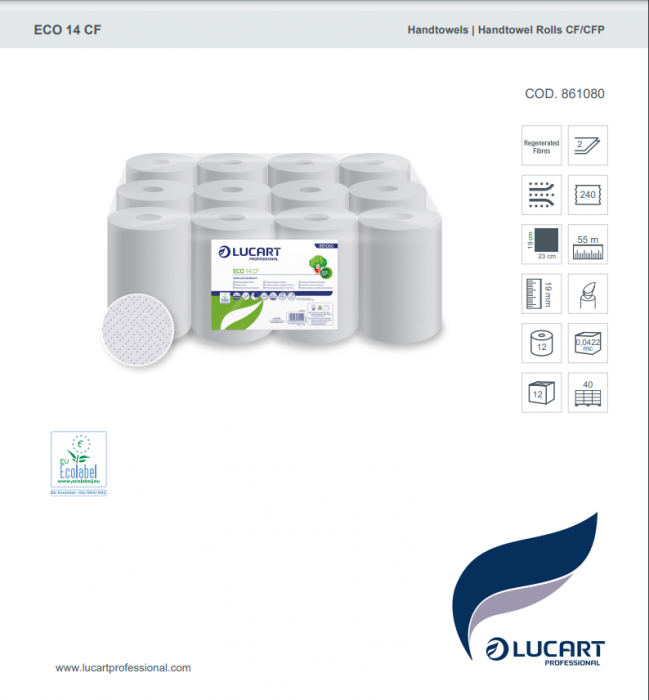 Prosoape hartie derulare centrala, Lucart Eco 14 CF, 55 m [2]