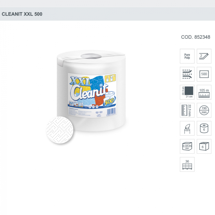 Prosop hartie  Lucart Cleanit XXL, 2 straturi, 500 foi [2]