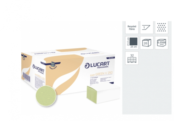 Prosop Lucart Easy Green V 250, 1strat, 250/pachet, verde, 20/bax [2]