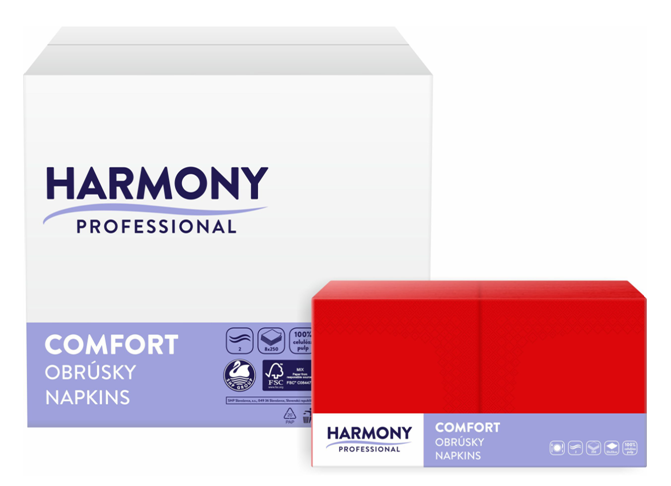 Servetele de masa Harmony Profesional - ROSU, 33x33, 2 straturi, 250 bucati. [2]