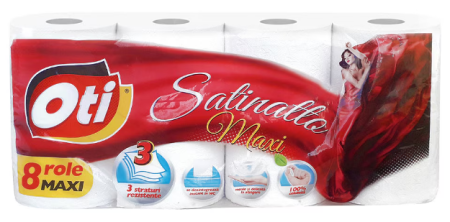 Hartie igienica - Hartie igienica Satinatto Maxi, alba, 8 role, 3 straturi,19m