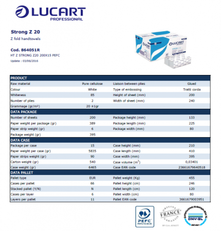 Prosoape pliate Lucart Strong Z 20, 200 foi/pachet, 15 pachete/bax compatibil dispenser ingust Tork [1]