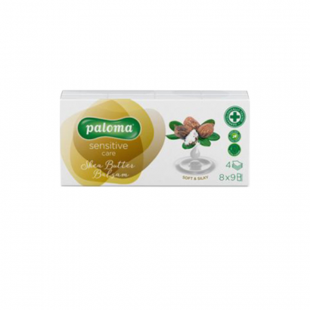 Batiste de hartie - Batiste hartie Paloma Sensitive Care Unt de Shea, 4 straturi, 8x9 bucati