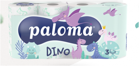 Hartie igienica - Hartie igienica PALOMA Dino edition, 8 role/set, 3 straturi