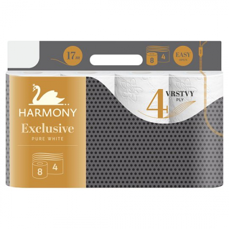 Hartie igienica - Hartie igienica Harmony Exclusive Pure White, 4 straturi, 8 role