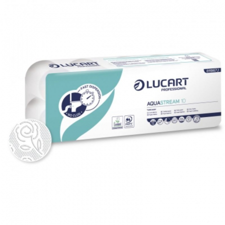 Hartie igienica - Hartie igienica Lucart, dizolvabila in apa, 2 str, Aquastraturim , 10 role