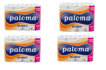 CONSUMABILE DIN HARTIE - Pachet promo 4 bucati Hartie igienica Paloma Clasic 24/set, 3str