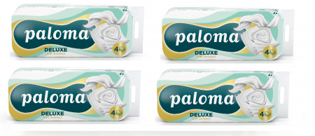 Hartie igienica - Pachet promo 4 seturi Hartie Igienica Paloma Deluxe Silk Extract 10 role, 4 straturi