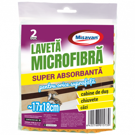 Bureti & Lavete - Laveta microfibra super absorbanta Misavan, 20*17cm, 2 buc/set