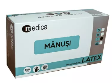 PROTECTIE SI IGIENA - Manusi de examinare unica folosinta din latex, marimea L, 100/set