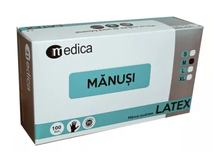 PROTECTIE SI IGIENA - Manusi de examinare unica folosinta din latex, marimea M,100/set