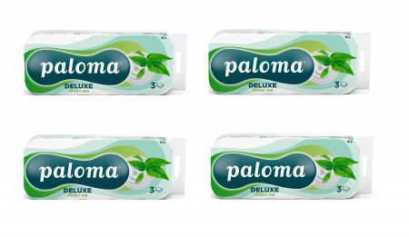 Hartie igienica - Pachet 4 seturi hartie igienica Paloma deluxe green tea, 10 role, 3str