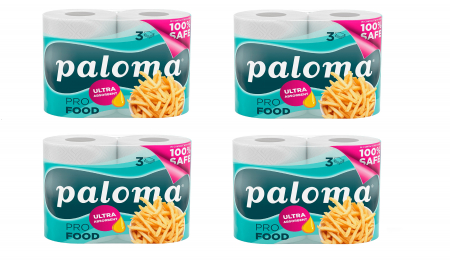 Prosoape din hartie - Pachet 4 seturi Prosop Hartie Paloma Pro Food, 3str, 2 role