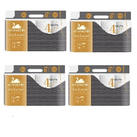Hartie igienica - Pachet promo 4 seturi hartie igienica Harmony exclusiv Pure White, 4str, 8 role