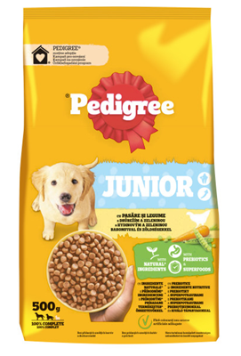 HRANA PENTRU ANIMALE - Pedigree Hrana Uscata cu Pui si Legume pentru Caini Juniori M/L 500 g