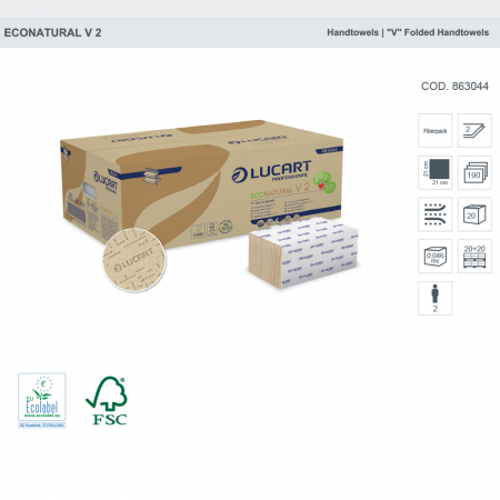 Prosop de hartie pliat V Lucart Econatural V2 190, 21x21 cm, 20 pachete [1]