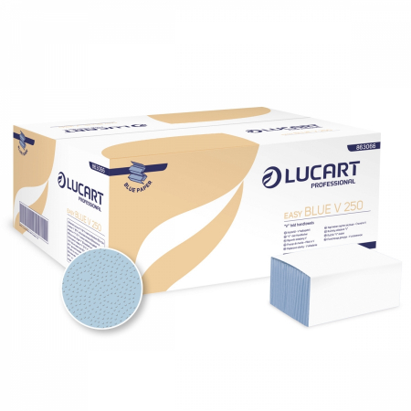Prosoape din hartie - Prosop Lucart Easy Blue V 250, 1 strat, 250/pachet, 20buc/bax