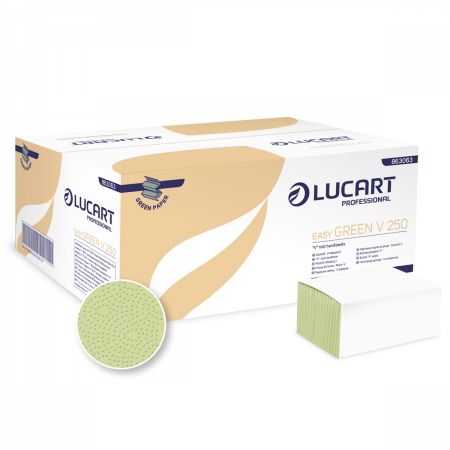 Prosoape din hartie - Prosop Lucart Easy Green V 250, 1strat, 250/pachet, verde, 20/bax