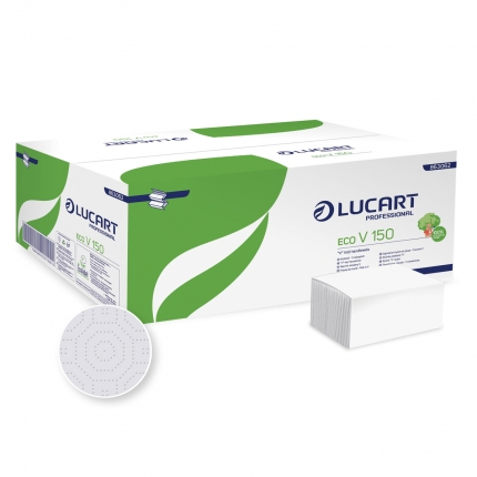 Prosoape din hartie - Prosop pliat hartie tip V Lucart Eco V150, 25x23, 150 buc in pachet, 20/bax, 2straturi