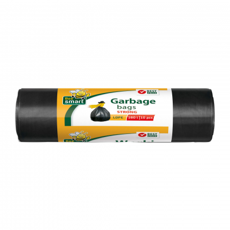 Manusi & Saci menaj - Saci menajeri Bee Smart Strong, 160 l, negri, 10 buc/rola