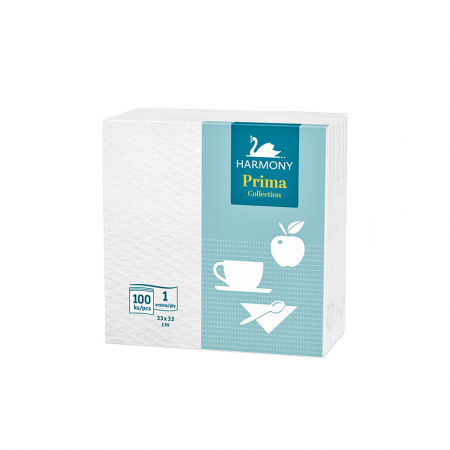 Servetele de masa - Servetele de masa alb Harmony Prima, 33x33 cm, 100 bucati