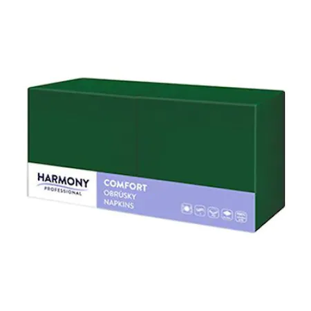CONSUMABILE DIN HARTIE - Servetele de masa Harmony Comfort verde foresta, 33/33 cm, 250 bucati, 2 straturi