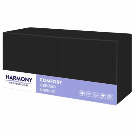 Servetele de masa - Servetele de masa Harmony Profesional - Negru, 33x33, 2 straturi, 250 bucati.