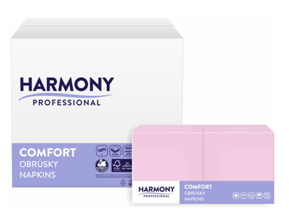 Servetele de masa - Servetele de masa Harmony Profesional - Roz, 33x33, 2 straturi, 250 bucati.