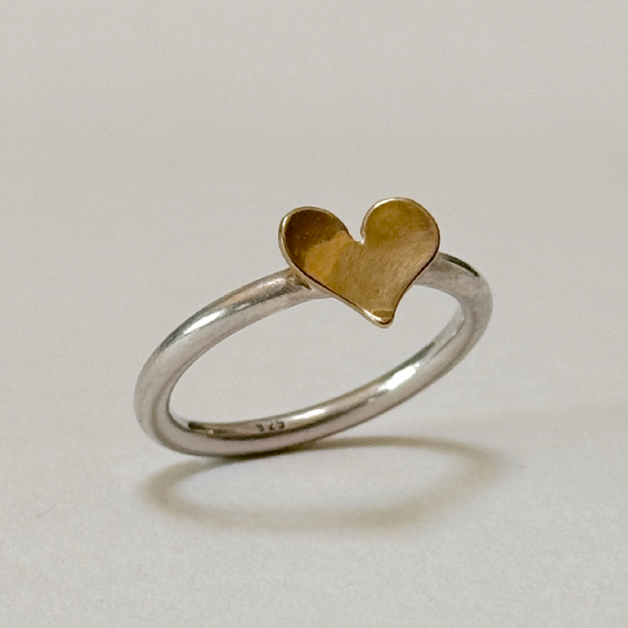 Inel Inimă din Argint și Alamă – Bijuterie Handmade Romantică [5]