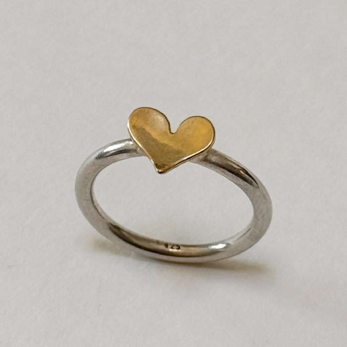 Inel Inimă din Argint și Alamă – Bijuterie Handmade Romantică [3]