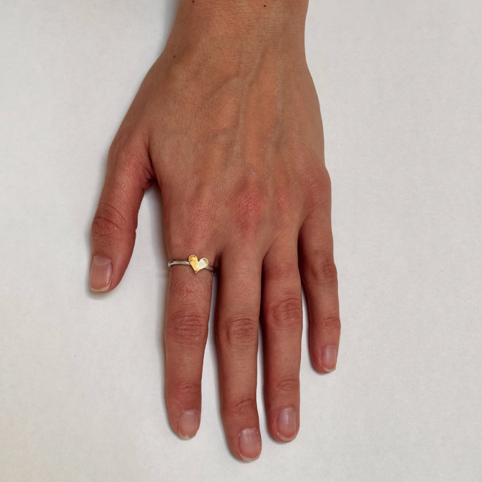 Inel Inimă din Argint și Alamă – Bijuterie Handmade Romantică [6]