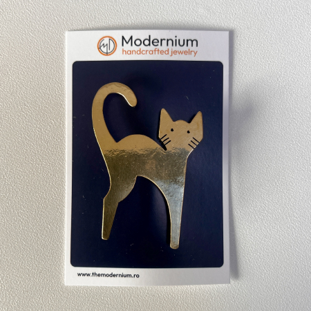 Broșă Pisică Alamă [3]