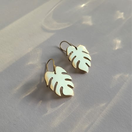 Cercei Frunză Monstera Alamă [2]